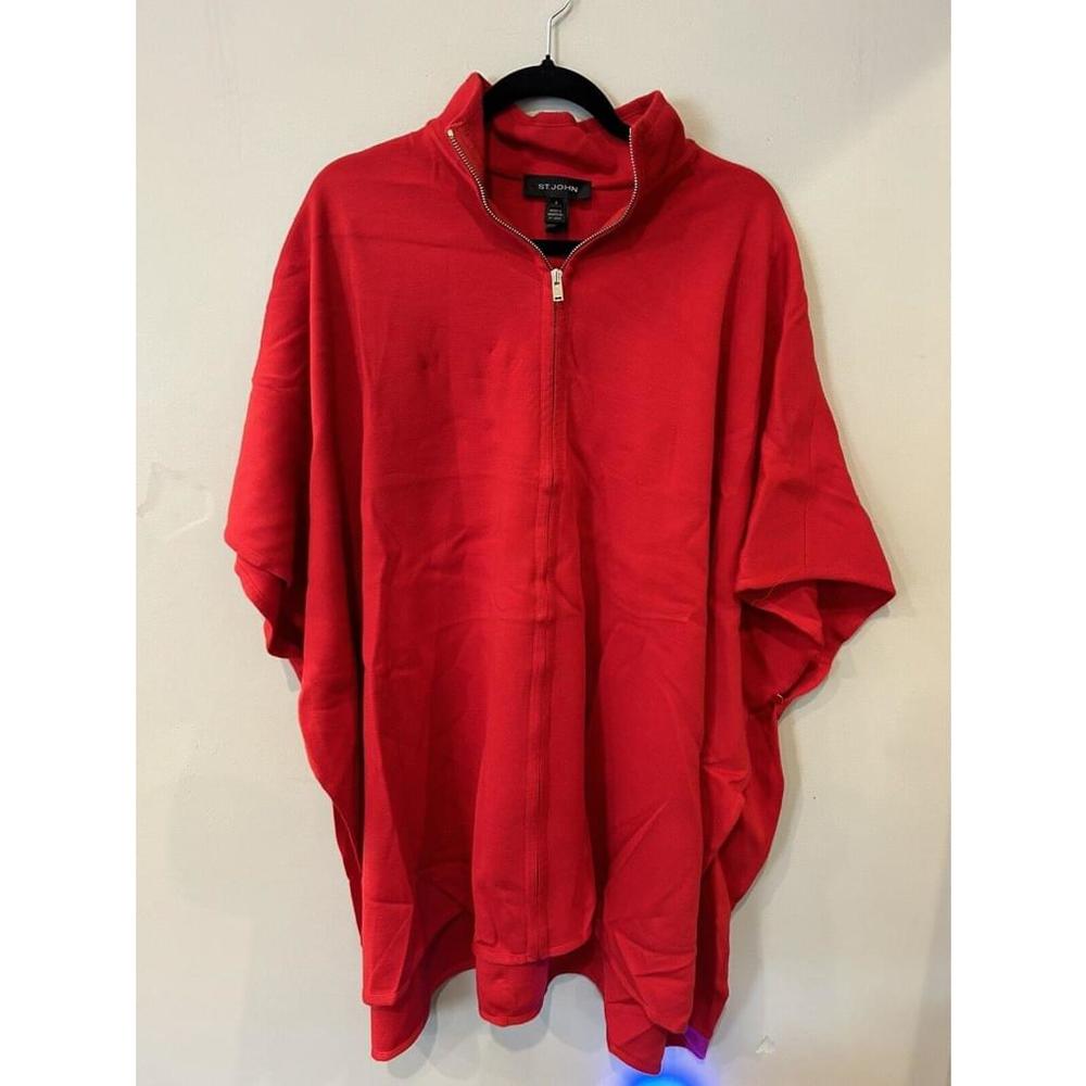 St. John Red Cape With Gold Zipper And Accents Size Small NWOT